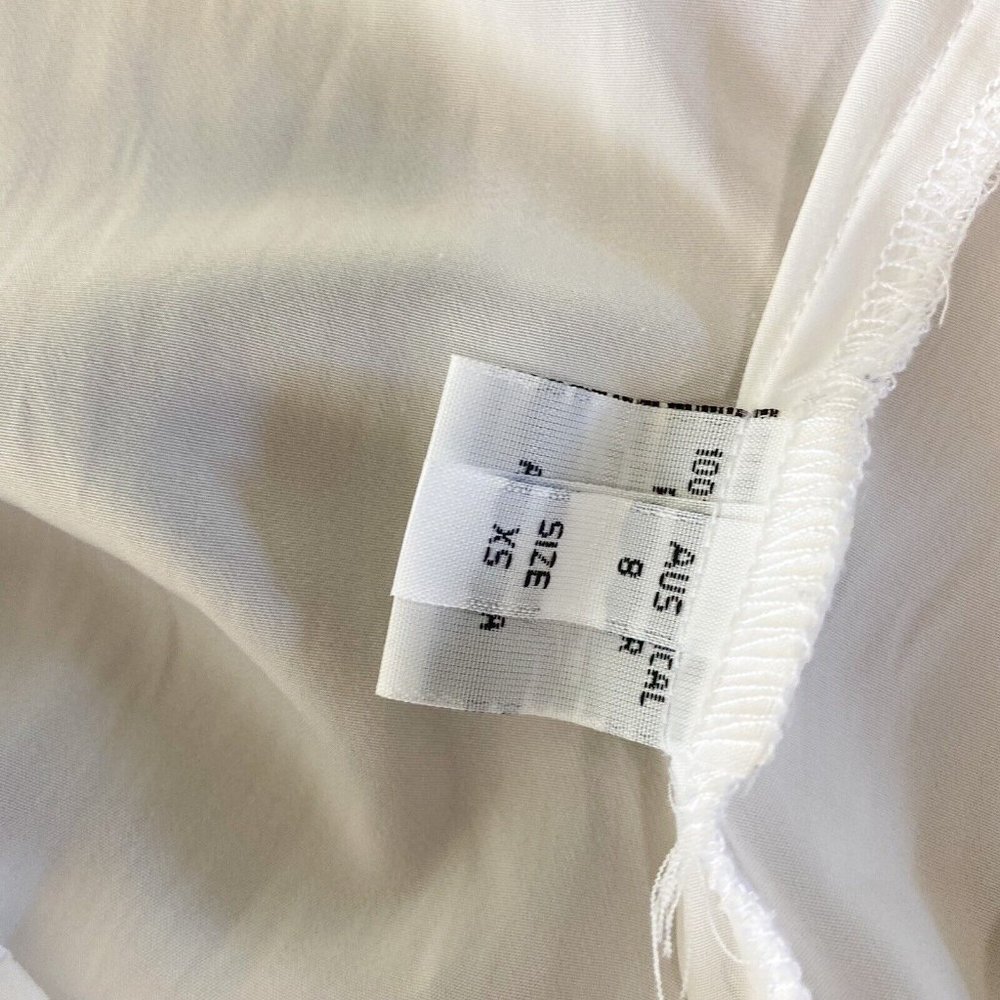 Mela Purdie Womens Ruffle Blouse Top White Size XS 8 Button Up Bell Sleeve - Picture 6 of 7